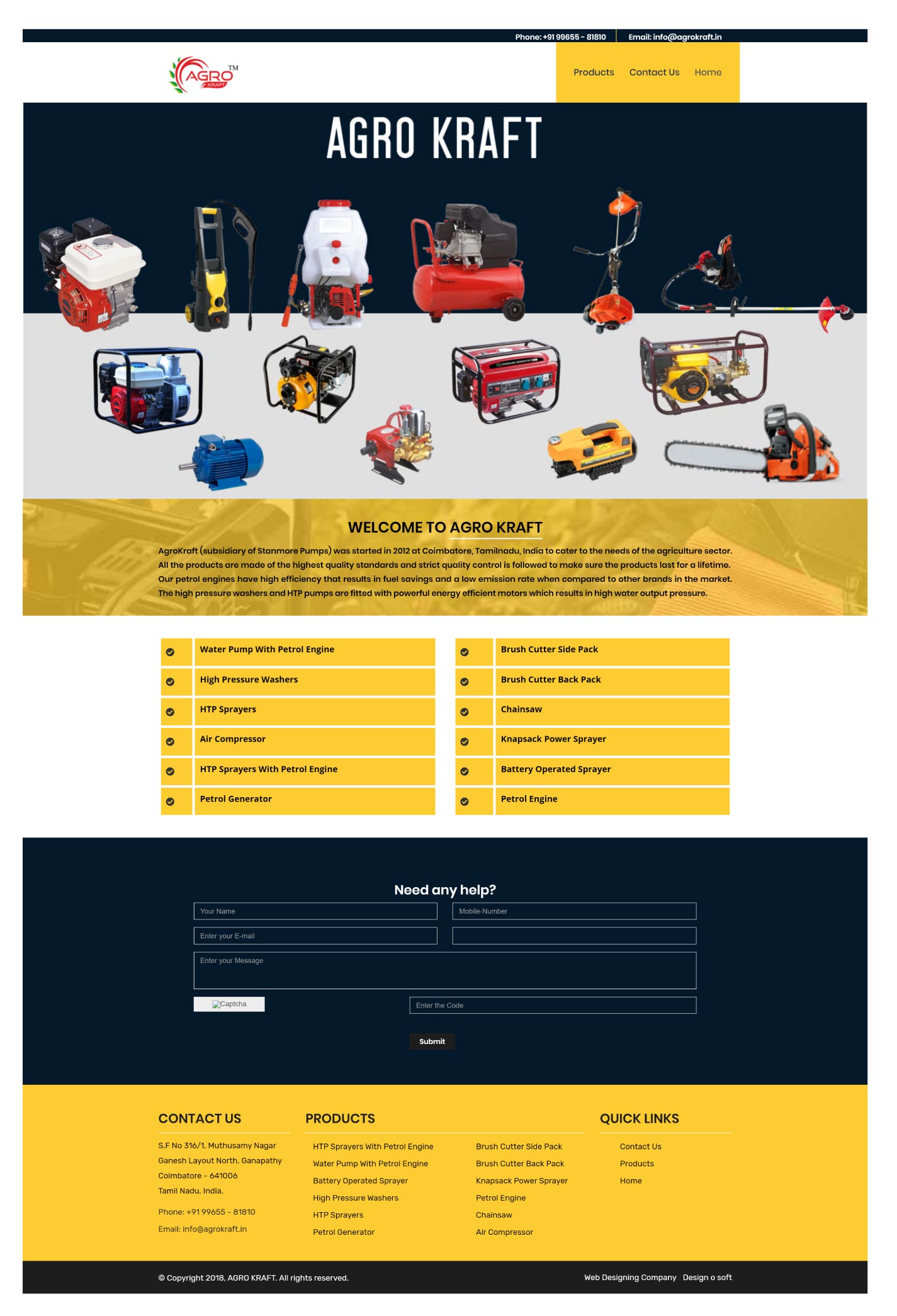website designed for a engineering company in Coimbatore