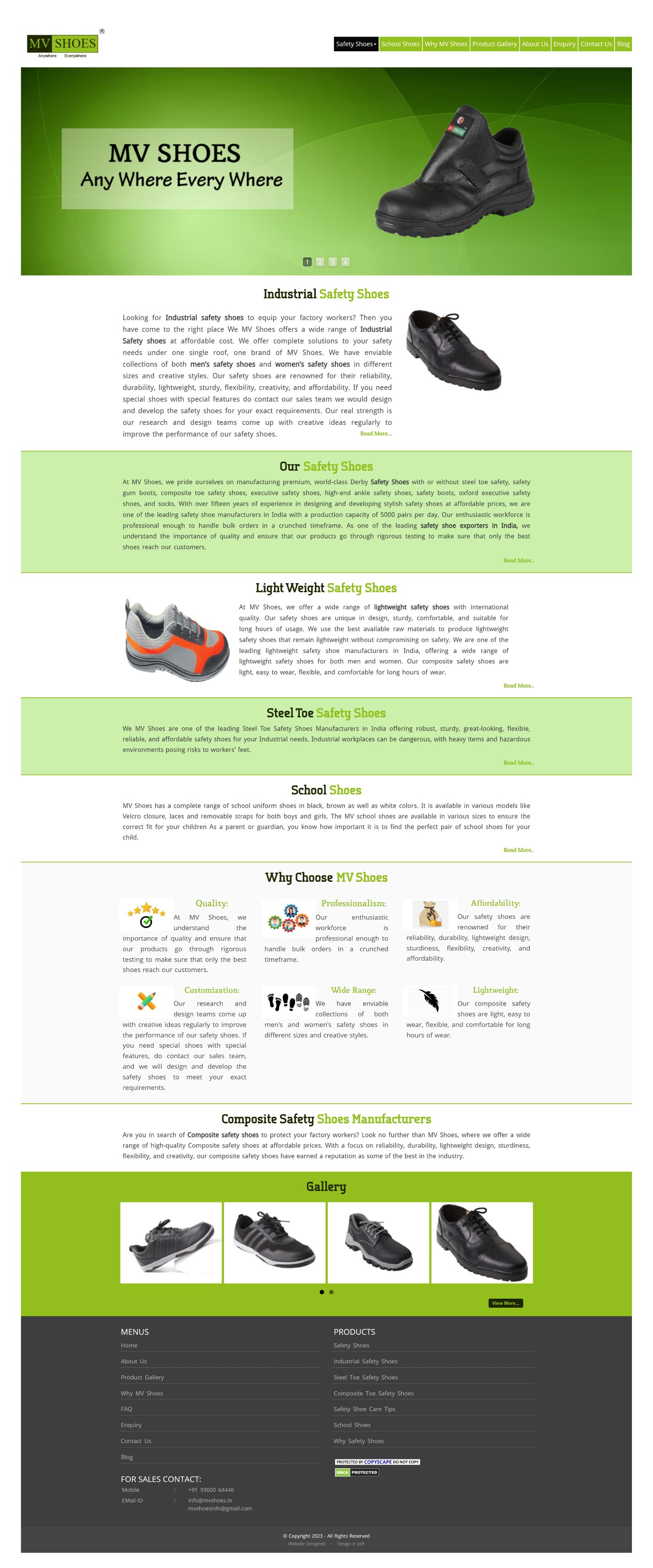 Website Designed for shoes Manufacturer in Coimbatore