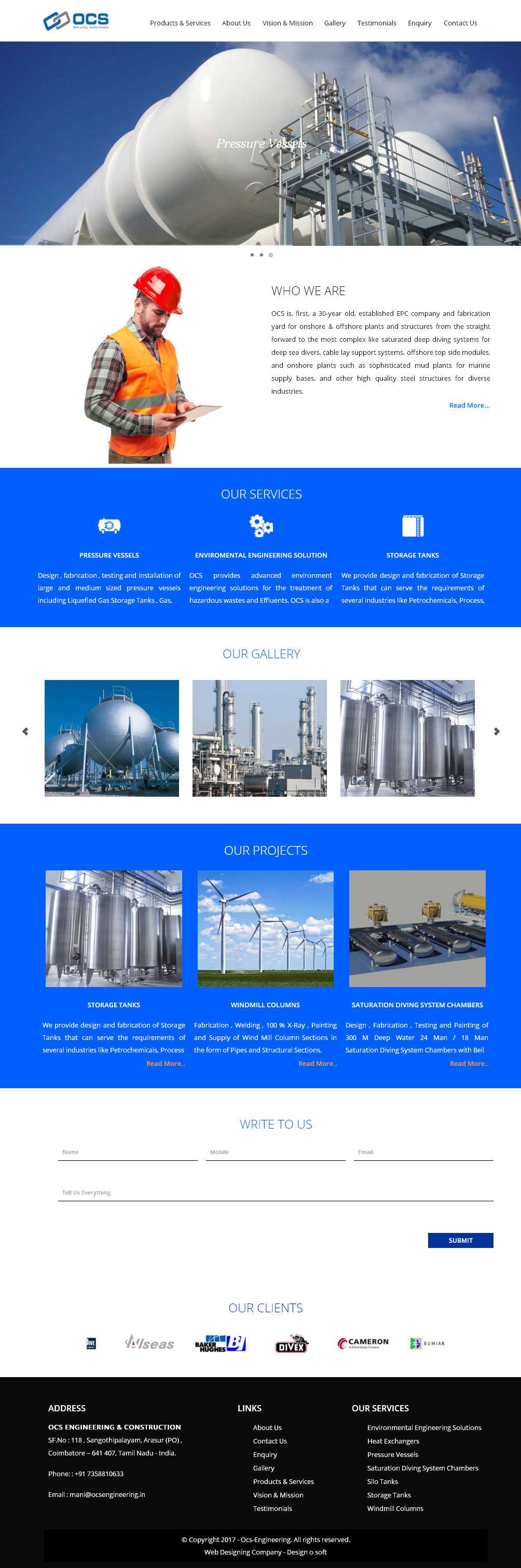 website designed for a engineering company in Coimbatore